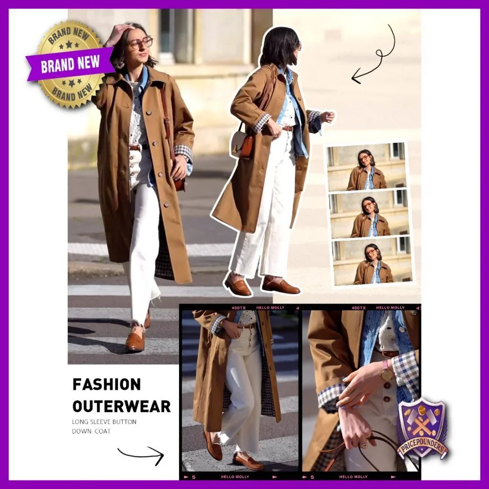 Oversized Trench Coat Windproof Classic Elegant Minimal Chic Outerwear Long